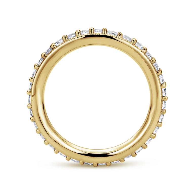 Eternity Band Wedding Ring in 14k Yellow Gold with Round Natural Diamond at Gabriel & Co. - Shot 2