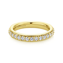 Vintage Inspired 14K Yellow Gold Prong Set Diamond Eternity Band