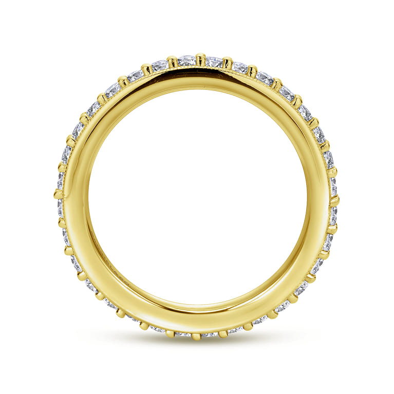 Eternity Band Wedding Ring in 14k Yellow Gold with Round Natural Diamond at Gabriel & Co. - Shot 2
