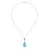 Vintage Inspired 925 Sterling Silver Teardrop Pendant Necklace