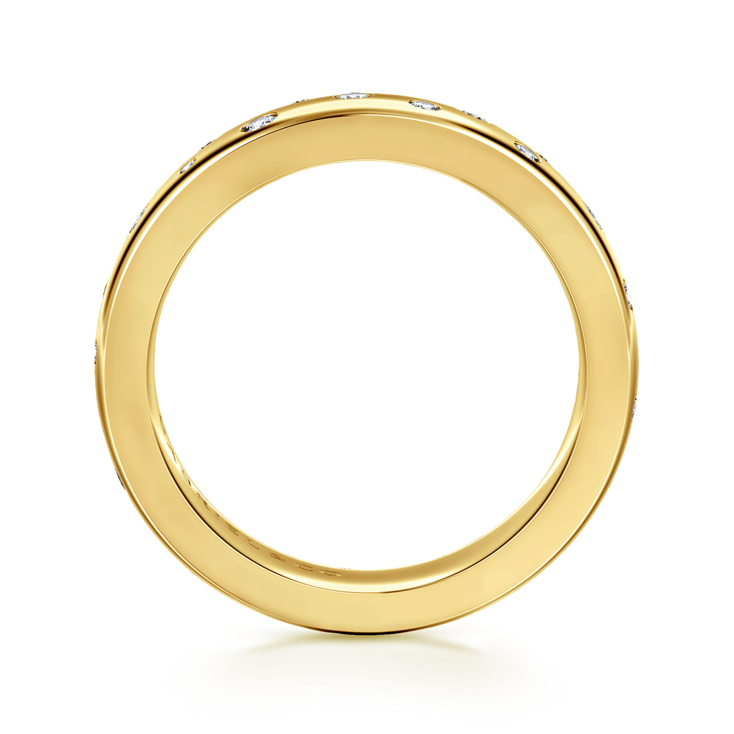 Vionne - 14K Yellow Gold Burnish Set Cluster Diamond Cigar Band