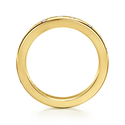 Vionne - 14K Yellow Gold Burnish Set Cluster Diamond Cigar Band