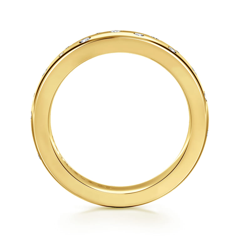 Fancy Wedding Ring in 14k Yellow Gold with Round Natural Diamond at Gabriel & Co. - Shot 2