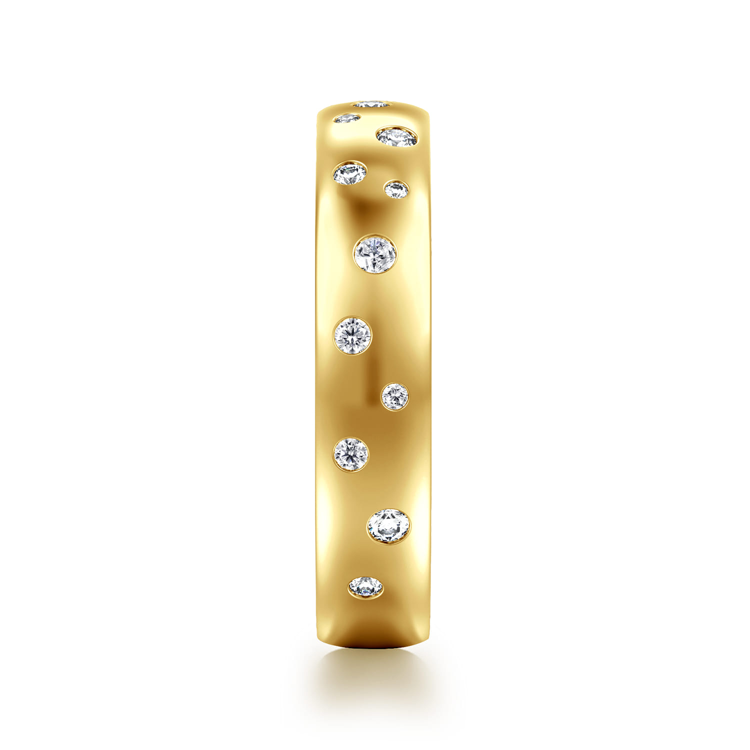 Fancy Wedding Ring in 14k Yellow Gold with Round Natural Diamond at Gabriel & Co. - Shot 4
