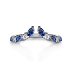 Virelle - 14K White Gold Prong Set Marquise and Round Open Diamond Anniversary Band