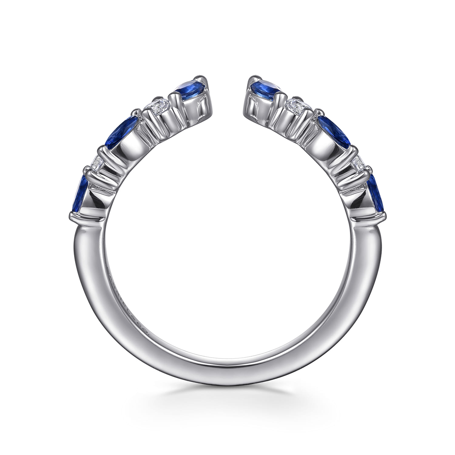 Virelle - 14K White Gold Prong Set Marquise and Round Open Diamond Anniversary Band