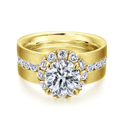 Virginia - 14K Yellow Gold Round Halo Diamond Engagement Ring