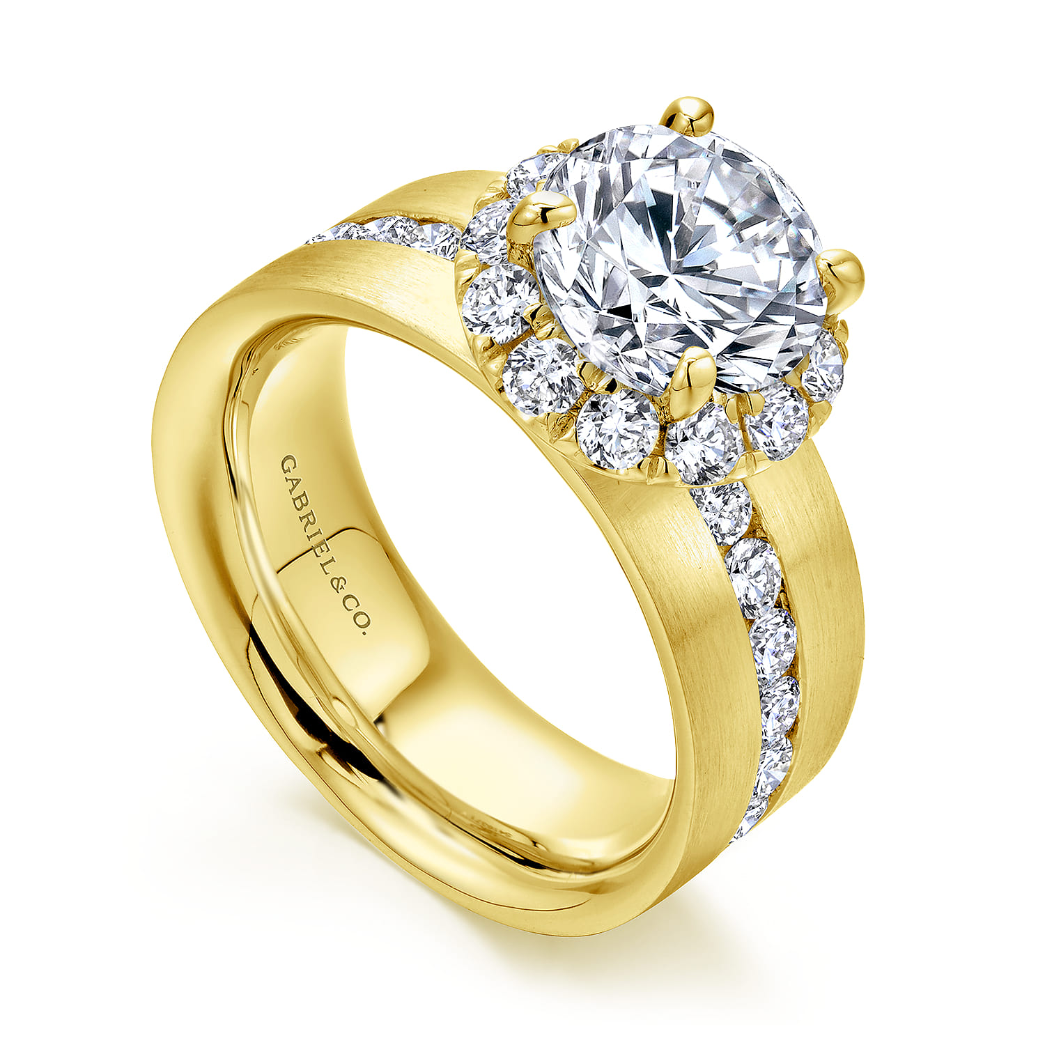 Virginia - 14K Yellow Gold Round Halo Diamond Engagement Ring