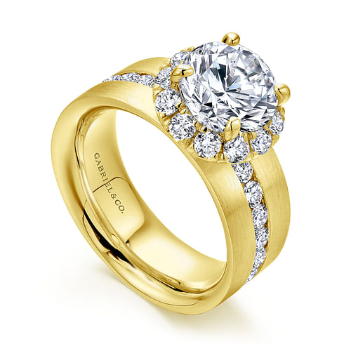 Virginia - 14K Yellow Gold Round Halo Diamond Engagement Ring - 1.19 ct - Shot 3