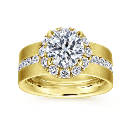 Virginia - 14K Yellow Gold Round Halo Diamond Engagement Ring