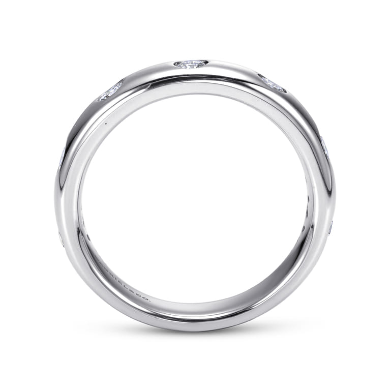 Straight Wedding Ring in 14k White Gold with Round Natural Diamond at Gabriel & Co. - Shot 2
