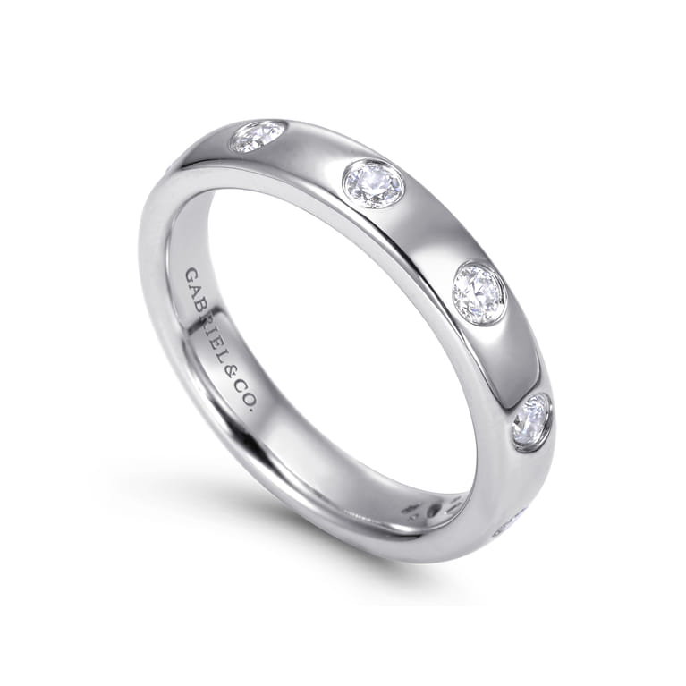 Straight Wedding Ring in 14k White Gold with Round Natural Diamond at Gabriel & Co. - Shot 3