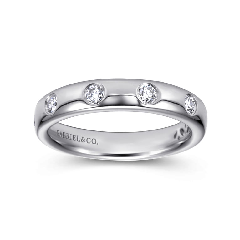 Straight Wedding Ring in 14k White Gold with Round Natural Diamond at Gabriel & Co. - Shot 4