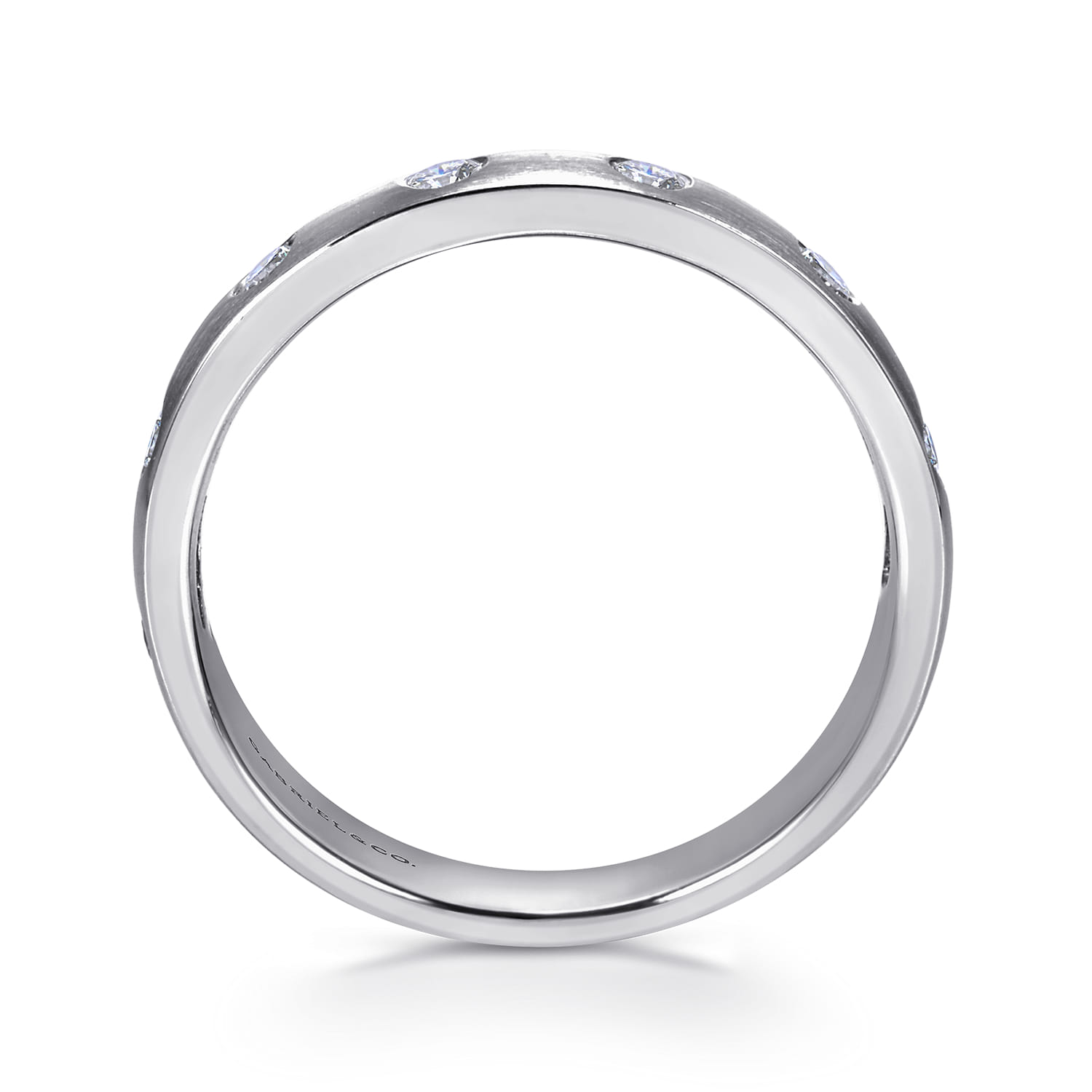 Straight Wedding Ring in 14k White Gold with Round Natural Diamond at Gabriel & Co. - Shot 2