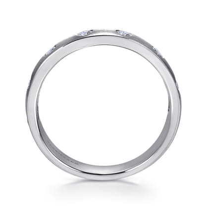 Vitoria - 14K White Gold Burnished Set Round 7 Stone Diamond Anniversary Band