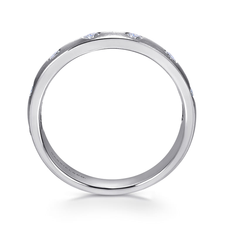 Straight Wedding Ring in 14k White Gold with Round Natural Diamond at Gabriel & Co. - Shot 2