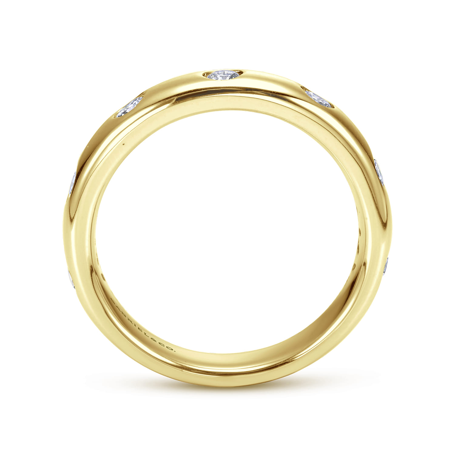 Straight Wedding Ring in 14k Yellow Gold with Round Natural Diamond at Gabriel & Co. - Shot 2