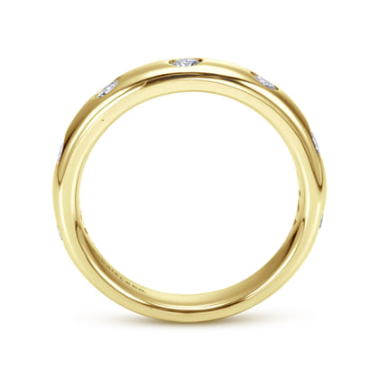 Vitoria - 14K Yellow Gold Flush Set 7 Stone Diamond Anniversary Band