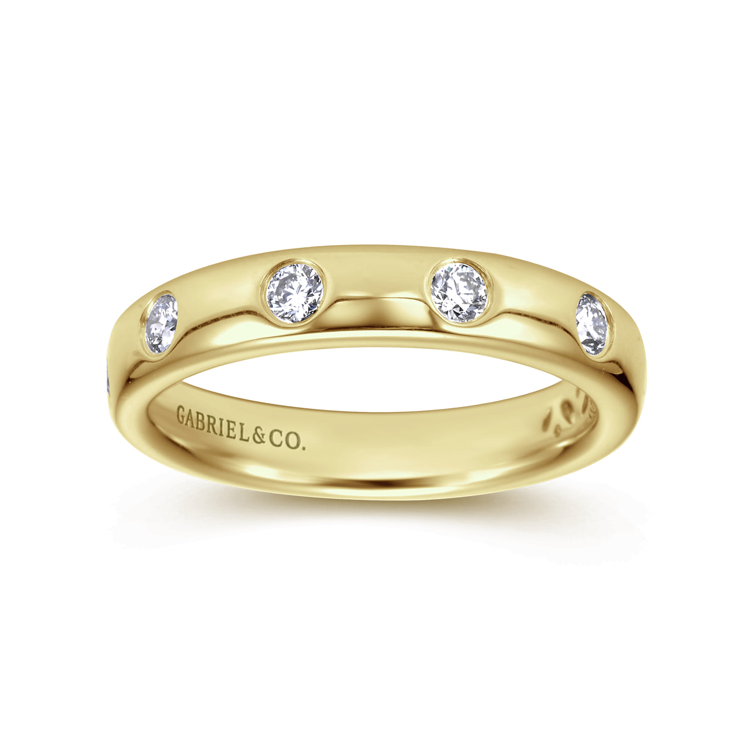 Straight Wedding Ring in 14k Yellow Gold with Round Natural Diamond at Gabriel & Co. - Shot 4