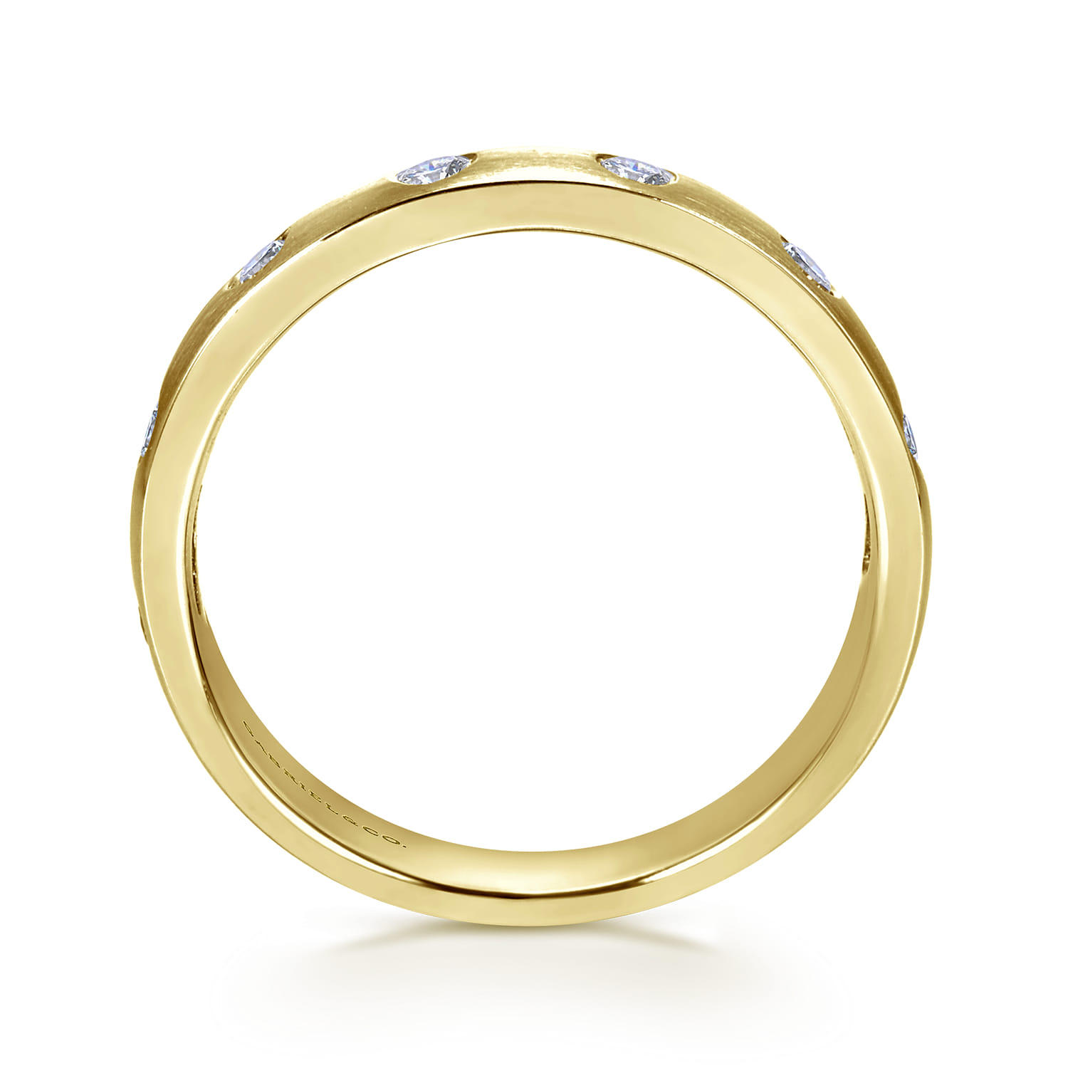 Straight Wedding Ring in 14k Yellow Gold with Round Natural Diamond at Gabriel & Co. - Shot 2