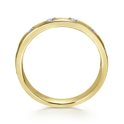 Vitoria - 14k Yellow Gold Burnished Set Round 7 Stone Diamond Anniversary Band