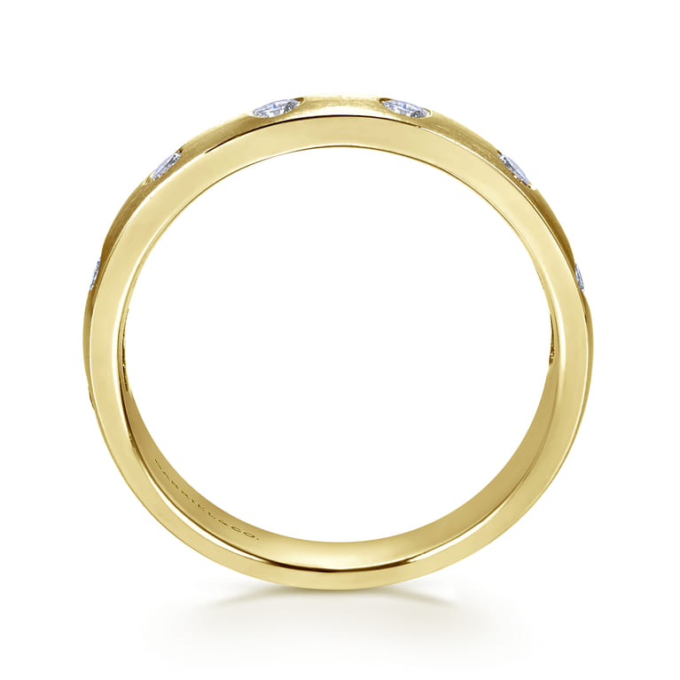 Straight Wedding Ring in 14k Yellow Gold with Round Natural Diamond at Gabriel & Co. - Shot 2