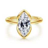 Vivienne - 14K Yellow Gold Half Bezel Marquise Shape Solitaire Diamond Engagement Ring