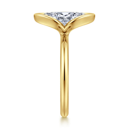 Vivienne - 14K Yellow Gold Half Bezel Marquise Shape Solitaire Diamond Engagement Ring