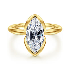 Vivienne - 14K Yellow Gold Marquise Shape Solitaire Diamond Engagement Ring