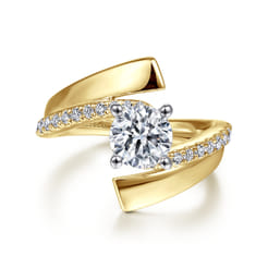 Watson - 14K White-Yellow Gold Round Diamond Engagement Ring