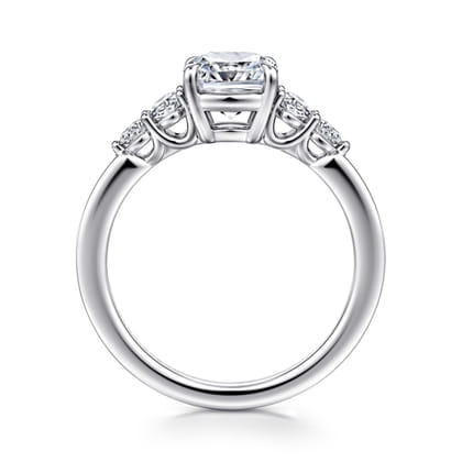Wave - 14K White Gold Cushion Cut Diamond Engagement Ring