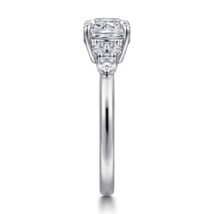 Wave - 14K White Gold Cushion Cut Diamond Engagement Ring
