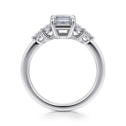 Wave - 14K White Gold Emerald Cut Diamond Engagement Ring