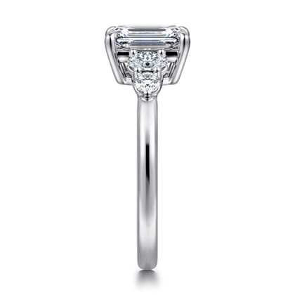 Wave - 14K White Gold Emerald Cut Diamond Engagement Ring