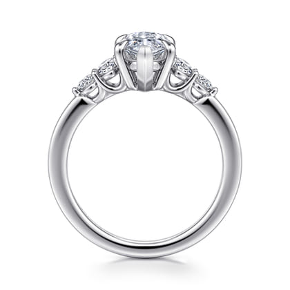 Wave - 14K White Gold Marquise Shape Diamond Engagement Ring