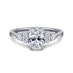 14K White Gold Oval Diamond Engagement Ring