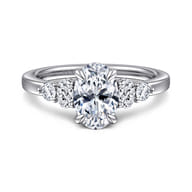 Wave - 14K White Gold Oval Diamond Engagement Ring