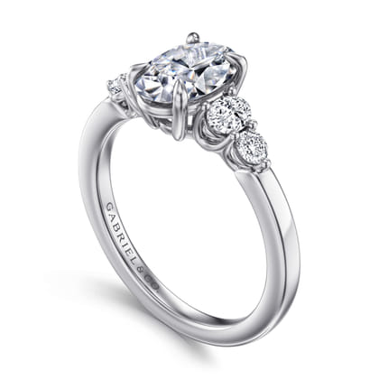 Wave - 14K White Gold Oval Diamond Engagement Ring