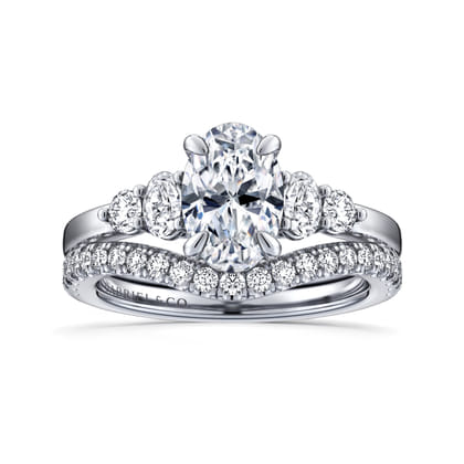 Wave - 14K White Gold Oval Diamond Engagement Ring
