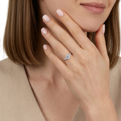 Wave - 14K White Gold Oval Diamond Engagement Ring