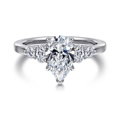 Wave - 14K White Gold Pear Shape Diamond Engagement Ring