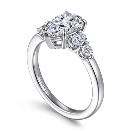 Wave - 14K White Gold Pear Shape Diamond Engagement Ring