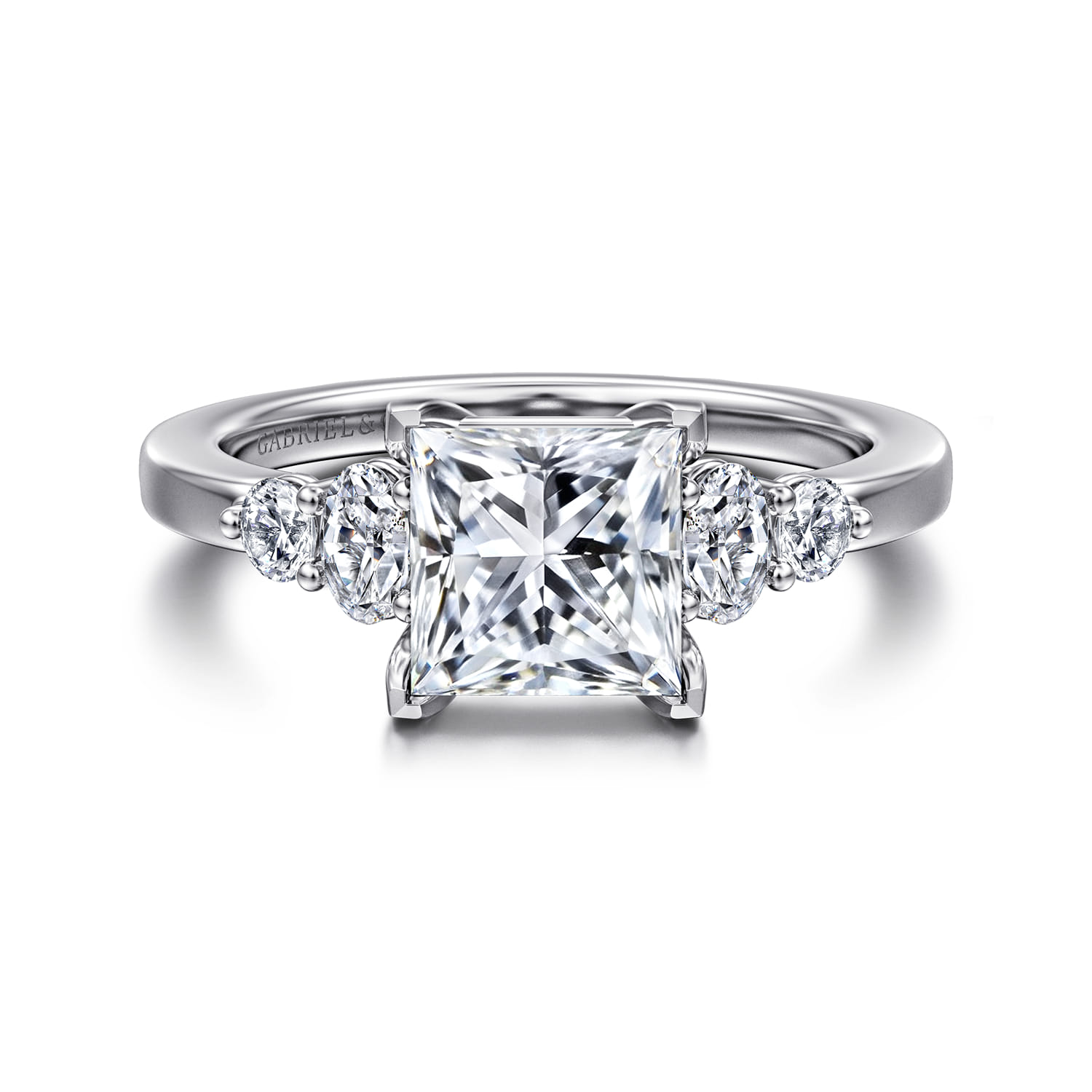 Wave - 14K White Gold Princess Cut Diamond Engagement Ring