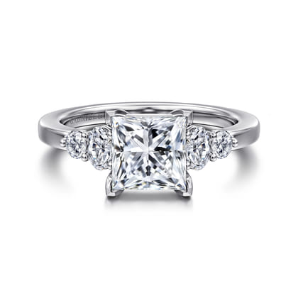Wave - 14K White Gold Princess Cut Diamond Engagement Ring