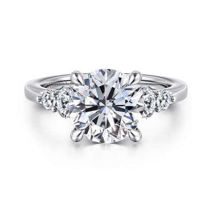 Wave - 14K White Gold Round Diamond Engagement Ring