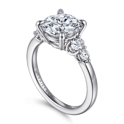 Wave - 14K White Gold Round Diamond Engagement Ring