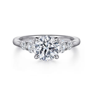 Wave - 14K White Gold Round Diamond Engagement Ring