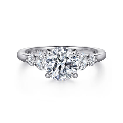 Wave - 14K White Gold Round Diamond Engagement Ring