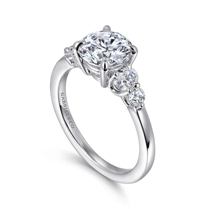 Wave - 14K White Gold Round Diamond Engagement Ring