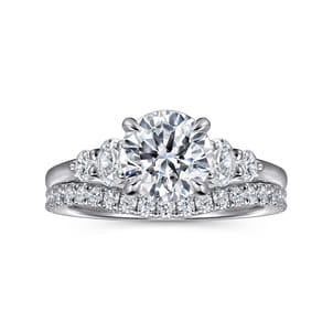 Wave - 14K White Gold Round Diamond Engagement Ring